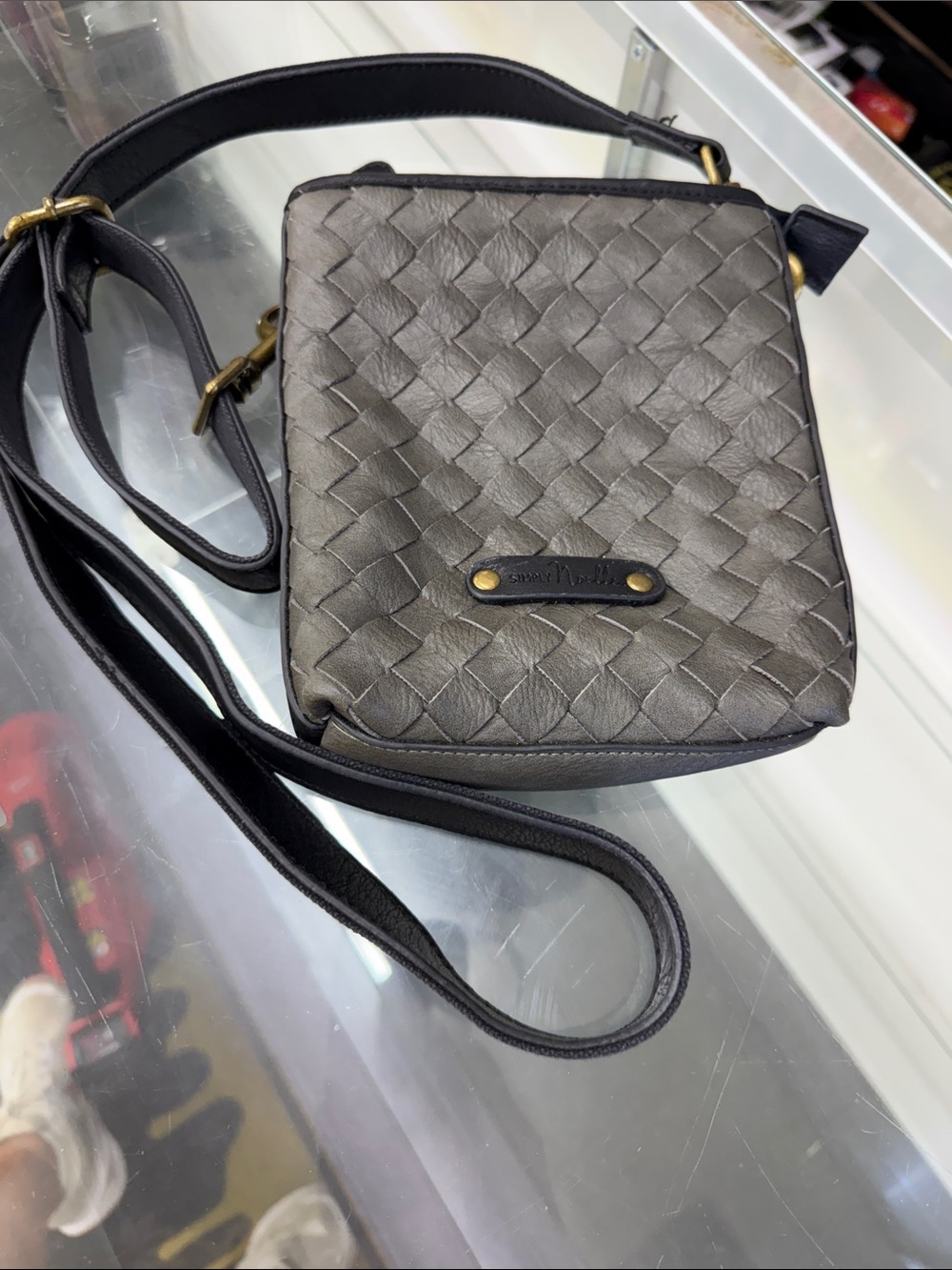 Simply Noelle Woven Crossbody Bag in Charcoal Gray